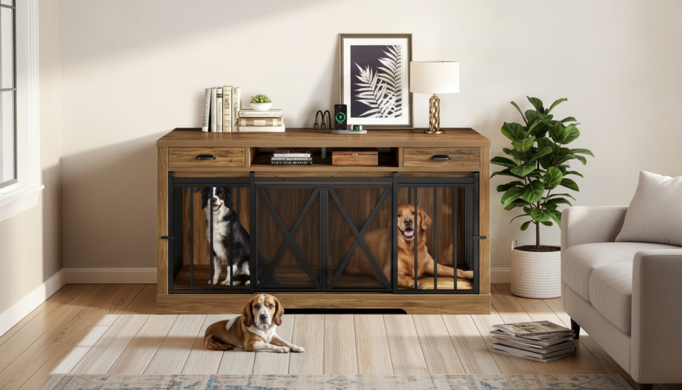 Double Dog Crate TV Stand: Sliding Barn Doors Guide