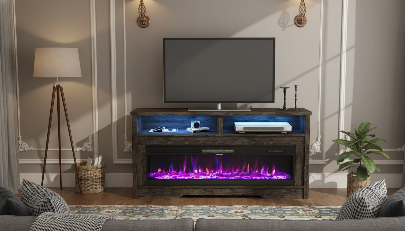 Modern Electric Fireplace TV Stand: LED, Storage & Style