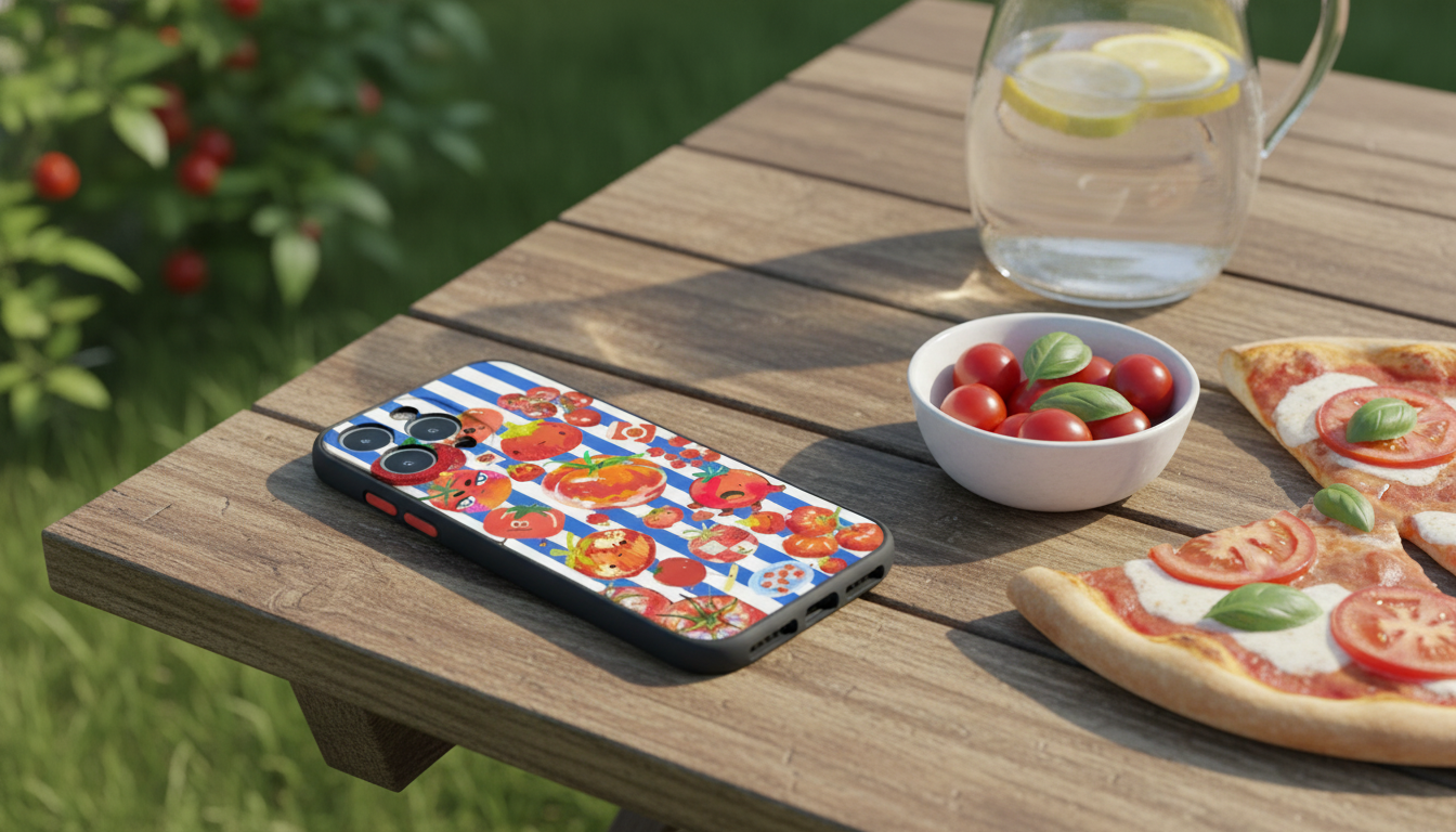 Tomato & Blue Stripe iPhone Case: Fun, Slim Protection