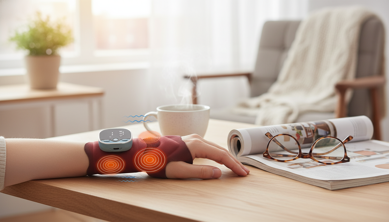 Voice-Control Heated Wrist Massager: Heat, EMS & Comfort