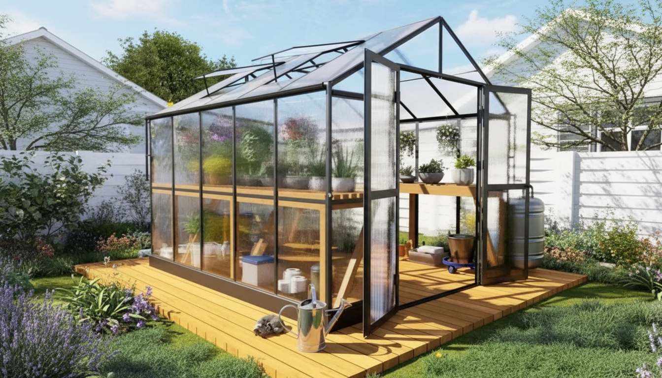 8x10x7.5 Polycarbonate Greenhouse: Tall Walls, Easy Airflow