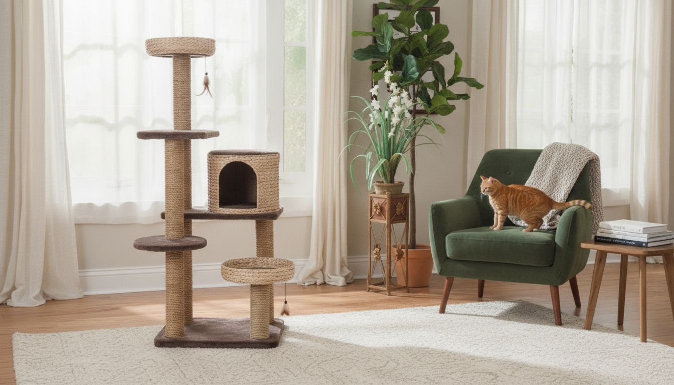 Banana Leaf Woven Cat Tree: Luxe Climb & Scratch Hub